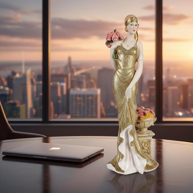 Comfy Hour Glamour Elegance Victorian Style Lady Collection (Slim Lady Holding a Bunch of Flowers)