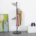 Metal Scarf Rack, Freestanding Spiral Scarf Holder Commercial Hijab Organizer Belt Pants Hanger with 30 Rods for Clothing Store Home, Space Saving Shelves (Color: Black, Size: 17''x67'')