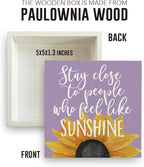 Sunflowers Purple Room Decor Sunflower Gifts for Women Spring Decor Purple Accessories Sunflower Wooden Box Sign for Home Office Desk Tabletop Shelf