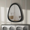 28"x 22" Irregular Wall Mirror, Black Frame Wood Asymmetrical Decorative Wall Mirror for Living Room Bedroom Entryway Bathroom Home Decor