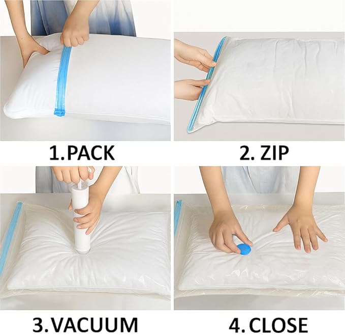 Vacuum Storage Bags with Electric Pump and Hand Pump,8 Pack Vacuum Seal Bags for Clothing,Space Saver Bags for Travel and Home(2(40 * 60) 2(50 * 70) 2(60 * 80) 2(80 * 100))