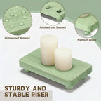 Maitys 3 Pcs Wooden Risers for Display Pedestal Stand Wooden for Decor Farmhouse Vintage Rustic Stackable Kitchen Stand Tray Riser, 3 Sizes(8 x 4.3, 6 x 3.5, 4 x 2.8 in,Green)