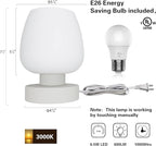 ONEWISH Small Bedside Lamp for Bedroom, 3-Way Dimmable Touch Control, 600 Lumen Bright Opal Glass Shade, 7.5 Inch Ultra Compact Nightstand Lamp, Warm White 2700K LED Bulb Included, Modern Design