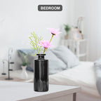 Brajttt Glass Bud Vase Set in Bulk, 9pcs Mini Vintage Flower Vases for Wedding,Black Relief Vase for Centerpieces,Home Table Flower Decor, Party Decorations