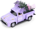 Lavender Metal Truck with Lavender Bouquet Farmhouse Vintage Mini Metal Truck Pickup Farm Tiered Tray Decor for Farmhouse Country Home Elegant Purple Pickup Table Decorations