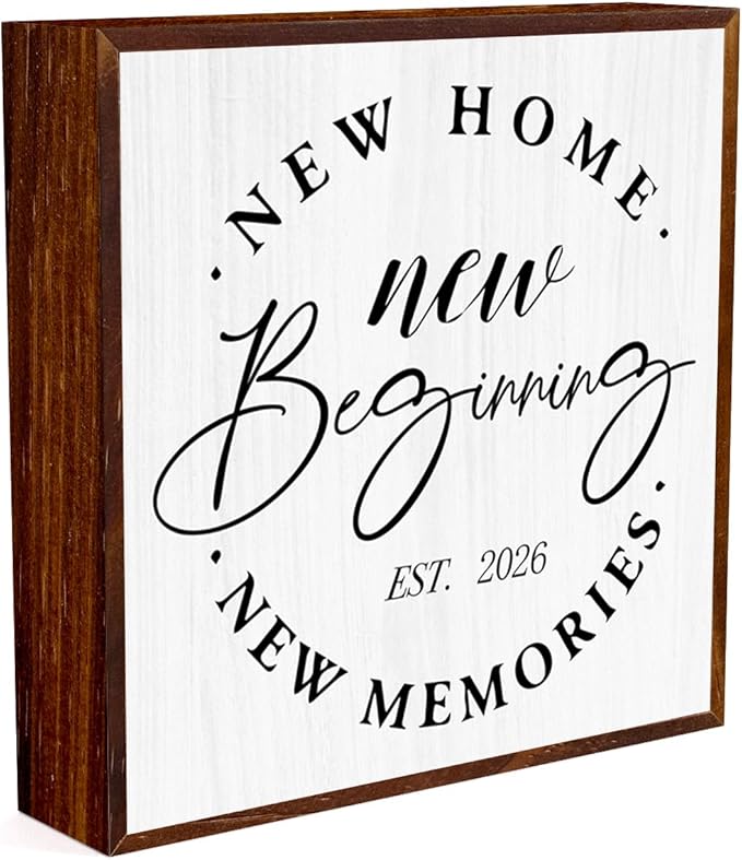 Home Sweet Home Sign 2026 Housewarming Gifts Housewarming Party Decorations Wooden Box Sign Plaque for Living Room Bathroom Bedroom Shelf Desk Decor