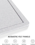 Fluxynara Bulletin Board,35.4" x 23.6" Cork Board Alternative with 12 Safe Removable Adhesive Tabs, Foldable Felt Pin Board for Home Office, Classroom, Bedroom,Entryway for Walls—Soft Gray