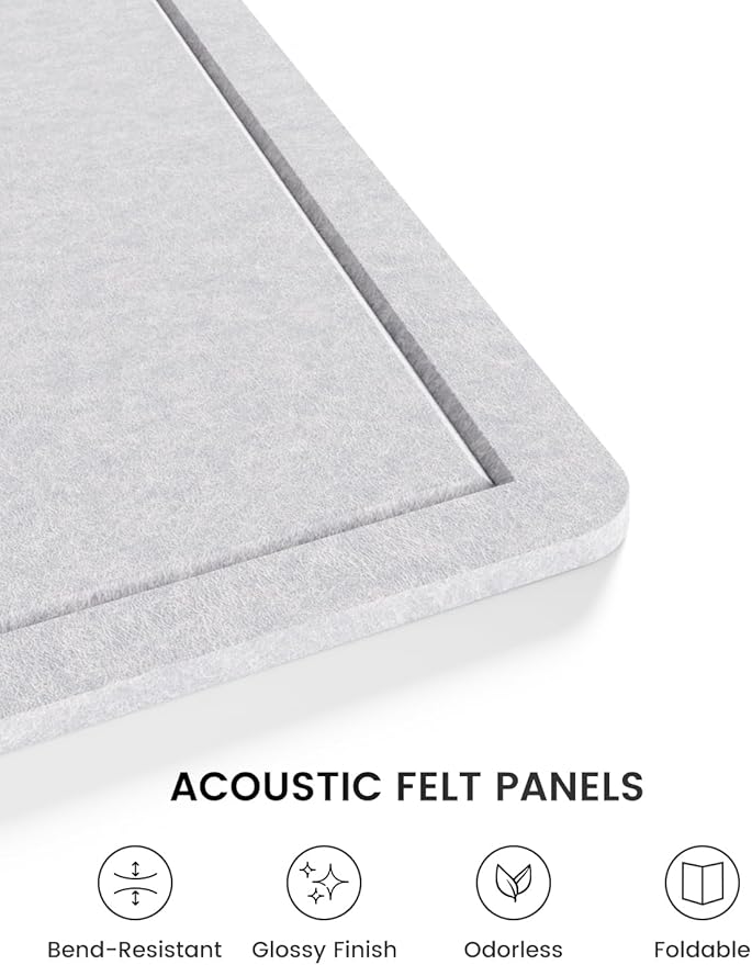 Fluxynara Bulletin Board,35.4" x 23.6" Cork Board Alternative with 12 Safe Removable Adhesive Tabs, Foldable Felt Pin Board for Home Office, Classroom, Bedroom,Entryway for Walls—Soft Gray