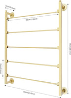 Wall Mounted Scarf Rack, 5-Tier Metal Scarves Towels Rack Wall Display Silk Ribbon Storage Organizer Gold Hijab Hanger for Flower Shop Retail Store (Gold)