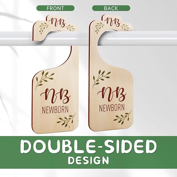 Baby Closet Dividers - Set of 8 Wooden Double-Sided Baby Clothes Organizer from Newborn to Toddler for Daily Gender-Neutral Baby Nursery Decor