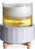 Candle Warmers ETC 2-in-1 Candle and Fragrance Warmer for Warming Scented Candles or Wax Melts and Tarts with to Freshen Room, Ceramic and Wood