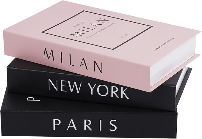 3 PCS Faux Decorative Books for Home Decor-Coffee Table Books Decor-Aesthetic Fake/Faux Books for Decoration,libros Decoration for Coffee Table, Shelf Accessories (3-Paris/Milan/Newyork)
