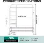Clothes Rack, Double Rods Clothing Rack with 2 Bottom Shelves & 4 Side Shelves, Metal Garment Rack for Hanging Clothes, Heavy Duty Clothes Rack for Bedroom, Laundry, Living Room, White