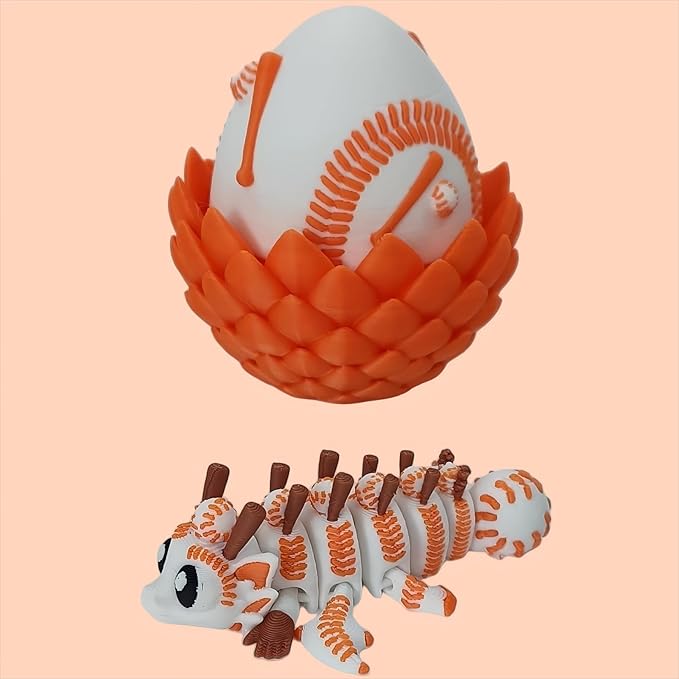 Enchanted 3D Egg with Miniature Inside - Handcrafted Printed Collectible | Fantasy Decor & Gift (Baseball Dragon & Egg (Box))