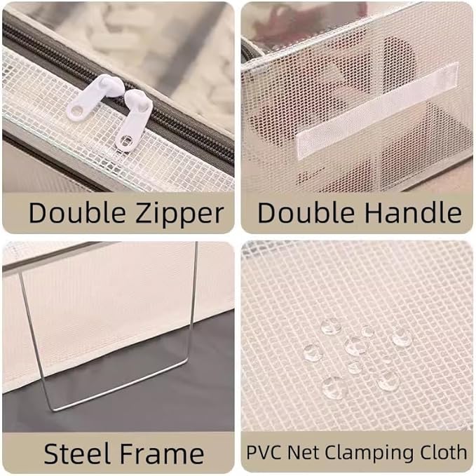 Stackable Storage Boxes with Clear Lids, 15.8-Inch Closet Storage Bins with Metal Frame for Shoe, Boot, ﻿Sneaker (1 Pack, 19Qt, 15.8x11.8x6in)