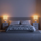 Dawnwake 17.3" Table Lamp Set of 2 for Living Room Bedroom, Bedside Lamps for Night Stands, Desk Nightstand Lamp Dimmable, Modern Linen Cream Ceramic Lamps (White-B)