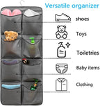 Dual Sided Hanging Closet Organizer Shoe Rack Holder with 26 Large Pockets (GREY)