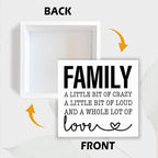 Funny Wood Sign, Family A Little Bit Of Crazy A Little Bit Of Loud And... Housewarming Gift, Box Sign Decor Tabletop, Living Room Decor, Hallway Decoration, 5.1x5.1inches