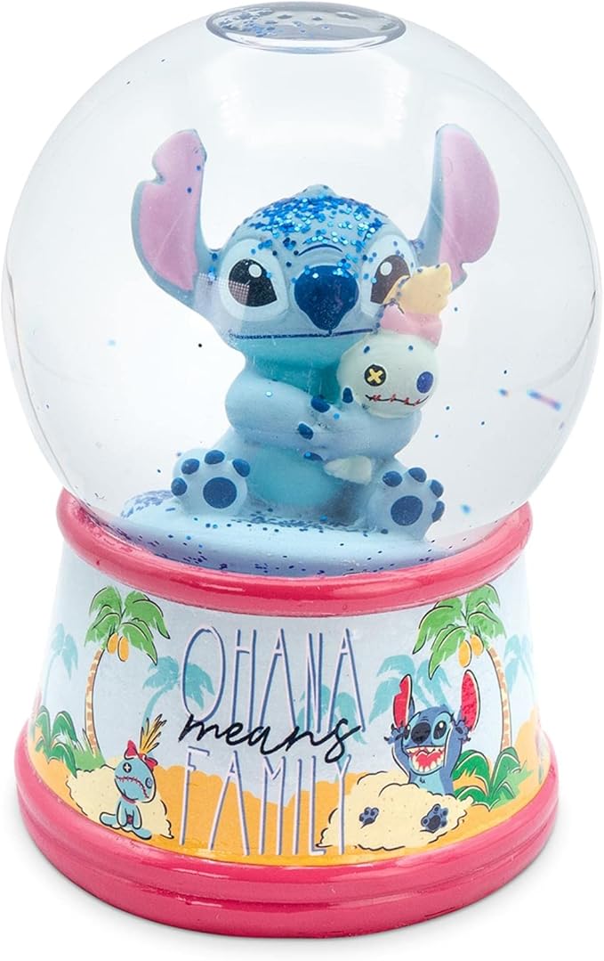 Disney Lilo & Stitch Ohana Light-Up Snow Globe with Swirling Glitter Display Decoration | Home Decor for Kids Room Essentials | Precious Keepsake, Cute Novelty Gifts and Collectibles | 6 Inches Tall