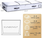 TAILI Under Bed Jumbo Vacuum Seal Storage Bags for Comforters and Blankets, Large Capacity White Foldable Box Save 80% Space, 41" x 17.7" x 6"