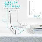 Boloyo Flat Back Acrylic Plate Display Stand, 6 Inch 2PC Clear Acrylic Display Holder Easel Base for Home Office Kitchen School Art Display