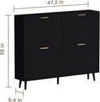 Shoe Cabinet Storage,Modern Freestanding Organizer with 4 Flip Drawers,Narrow Shoe Rack Cabinet for Entryway,Black
