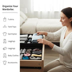 Drawer Organizer Clothes -3 Pcs T shirt organizer Multipurpose Dresser Drawer Organizer for Adults & Kids, Closet Foldable 12 Cells per Organizer - Closet Organizers & Storage, Shirt Folder - Black