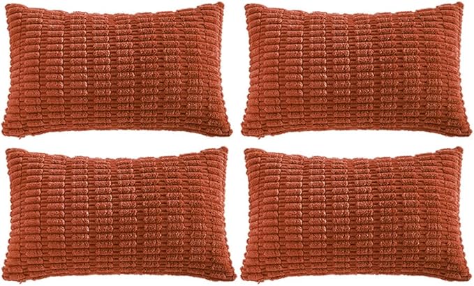 Fancy Homi 4 Packs Decorative Throw Pillow Covers for Living Room Couch Bed, Modern Farmhouse Boho Home Décor Accent Cushion Case, 24" x 12", Burnt Orange