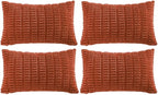 Fancy Homi 4 Packs Decorative Throw Pillow Covers for Living Room Couch Bed, Modern Farmhouse Boho Home Décor Accent Cushion Case, 24" x 12", Burnt Orange