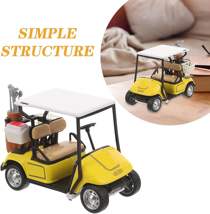 ibasenice Small Golf Cart Model - Realistic Tabletop Alloy Ornament & Collectible Figurine, Lightweight Mini 1:20 Scale Golf Cart Decorations for Home Office, Golfcart Cake Topper for Kids Party