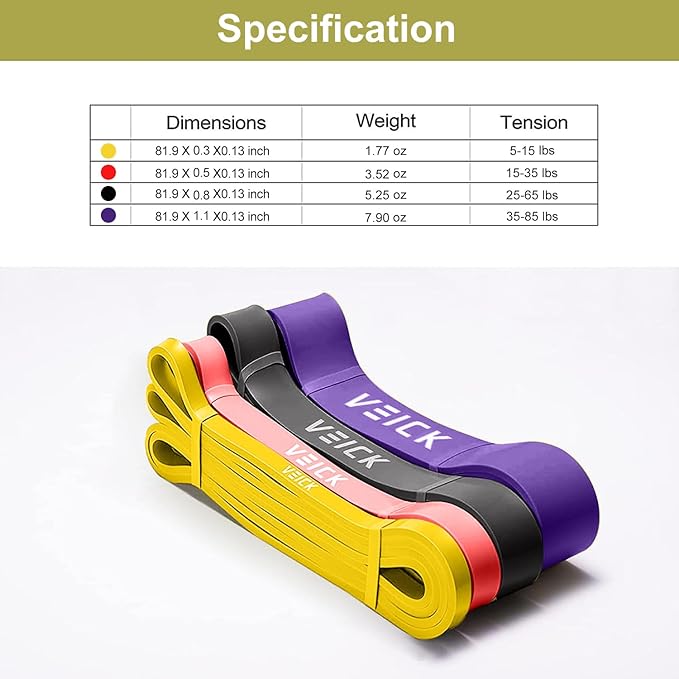 VEICK Resistance Bands for Working Out, Exercise Bands, Workout Bands, Pull Up Assistance Bands, Long Heavy Stretch Bands Set for Men Women, Power Weight Gym at Home Fitness Equipment