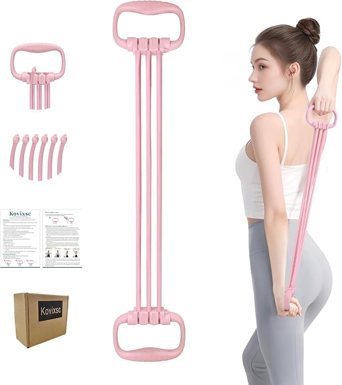 Figure 8 Resistance Band for Women 15-90LBS, Adjustable Resistance Bands with Handles for Arm Back Exercise, 6 Fitness Elastic Rope, Stretch Bands for Yoga, Pilates, Strength Training