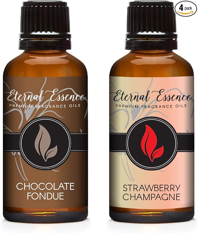 Eternal Essence Oils 2 Pack 30ml Premium Fragrance Oil - Chocolate Fondue & Strawberry Champagne - for Candle, Soap Making, Aromatherapy, Diffusers, Home Care, & Humidifiers