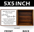 Inspirational Home Decor Signs Quote Wood Box Sign, Before You Leave This Home Wood Box Sign Square Desk Decor，Rustic Farmhouse Home Sign for Shelf Decor 5 x 5 Inches.（white）