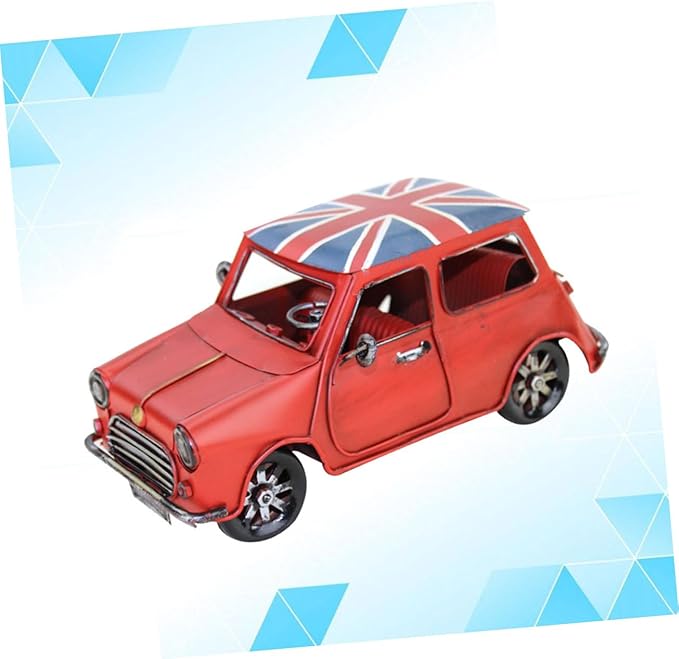 Holibanna Vintage Model Decorative Ornament Retro Wrought Desk Sculpture for Home Office Handmade Red Vehicle for Collectors Stylish Table Decor
