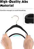 Smartor Kids Velvet Hangers 50 Pack, 14 Inch Premium Non Slip Kids Felt Hangers for Closet, Space Saving Toddler Clothes Hanger for Youth's Childrens' Clothes (Rose Gold Hook)- Black
