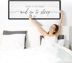Give It to God and Go to Sleep Sign Framed Large 41''×15'' Above Bed Wall Decor for Bedroom Farmhouse Wall Decor Guest Room Decor Rustic Master Bedroom Wall Decoration Wood Wall Art (black frame)