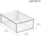 mDesign Plastic Storage Box with Drawer – Low Plastic Shoe Storage Bin – Stackable Box for Accessories etc. – Pack of 2 – Transparent