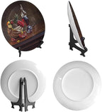 Wine Decorative Plates, 6 Inch, Overturned Wine Glass And Pomegranate Round Display Plate, Hanging Decorative Plate with Display Stand, for Display Living Room Kitchen Closet Table Decor