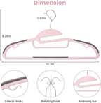BAGAIL Plastic Hangers 50 Pack with Non-Slip Design,0.2 Inches Thick, 360°Swivel Hook Space Saving Organizer for Bedroom Closet,Shirts,Pants(Pink- S Shaped)