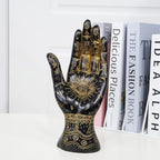 Palmistry Hand Resin Statue Telling Palm Reading, Ancient Mystical Palm with Lines and Symbols Sculpture for Palm Readers（Black）