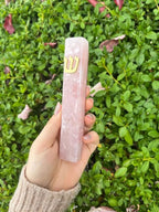 A&S Mezuzot Quartz Mezuzah Case with Engraved Shin Design Easy Peel and Stick Judaica Door Mezuza (Pink+Gold, 6 Inches)