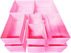 Drawer Organizer,12Pcs Dresser Drawer Organizers Foldable Closet Organization and Storage Dividers for Underwear, Sock, Baby Closet Organizer(Pink)