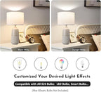 BrightWe Tall Ceramic Table Lamp Set of 2, White Lamps for Bedroom Farmhouse Rustic Lamp Set Bedside Nightstand Lamps Set of Two Side Table Lamps for Living Room, 22IN