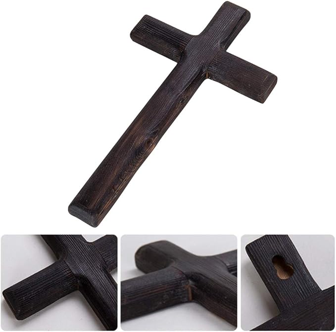 Kakalote Wall Mounted Crosses Wooden Catholic Crucifix Jesus Christ Wooden Crosses Party Meditation, Religious Home Decor, Christian Wall Cross(Black)