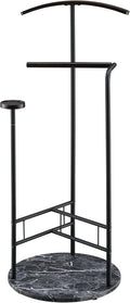 Proman Products Scandia Valet Stand, Clothes Rack, Clothing Organizer with Tray, Hanger and Trousers Bar, Wood, Metal, Black