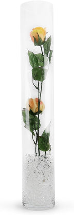 WGVI Quality Thick Weighted Tall Clear Cylinder Glass Vases, 4" W x 24" H, Flower Arrangement Floating Candle Holders Wedding Centerpieces Event Floral Tabletop Display Décor, Bulk Wholesale, 6 Pcs