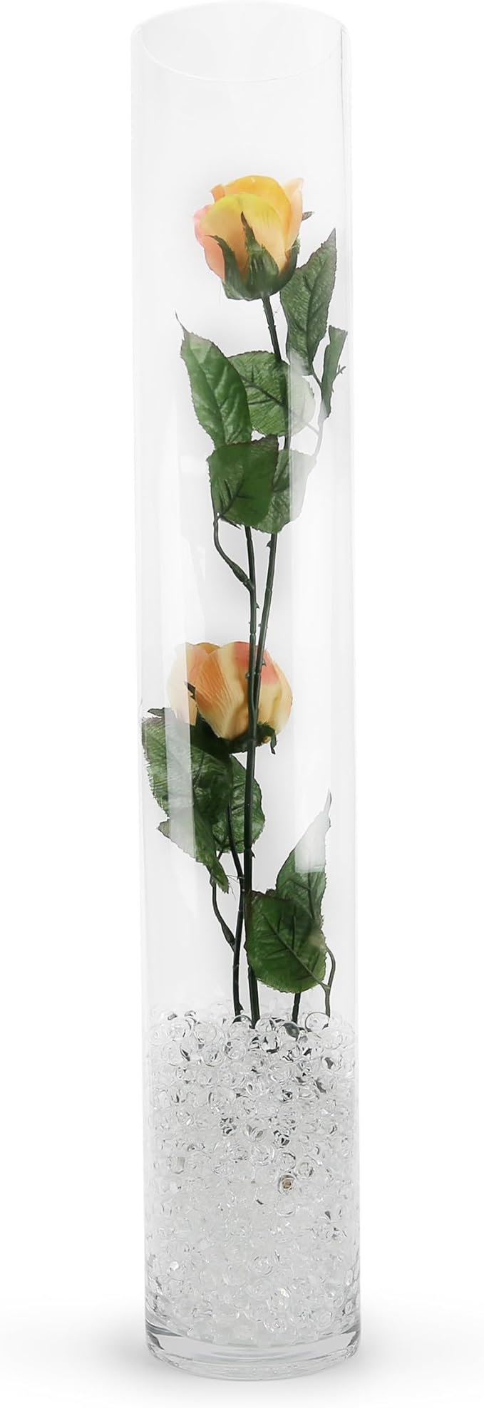 WGVI Quality Thick Weighted Tall Clear Cylinder Glass Vases, 4" W x 24" H, Flower Arrangement Floating Candle Holders Wedding Centerpieces Event Floral Tabletop Display Décor, Bulk Wholesale, 6 Pcs