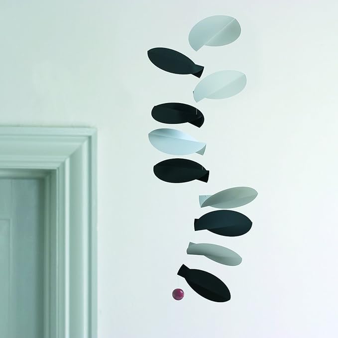 Turning Leaves White/Black Hanging Mobile - 32 Inches - High Quality - Handmade in Denmark by Flensted