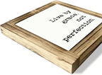 Inspirational Decor Signs, Decorative Wooden Box Sign, Positive Mindset Wood Sign, Motivational Home Office Decor, Gentle Reminder Gift for Her, Live By Grace Not Perfection Sign, 5.9×5.9 inches
